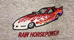 Raw Horsepower funny car embroidered on grey Tee